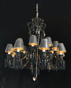 Inspired 18 Lights Black Chandelier Lustre Crystal Lighting with Lampshades - Blushlighting