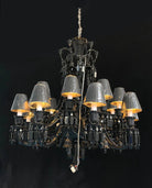 Inspired 18 Lights Black Chandelier Lustre Crystal Lighting with Lampshades - Blushlighting