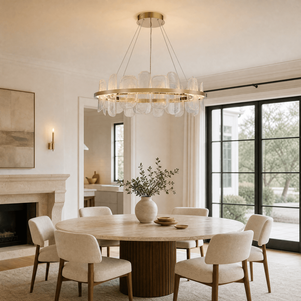 Iris Handblown Glass Petal Chandelier - Ø41.3" × H14" (Ø105 × H35.5 cm)Blushlighting