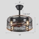 Iron Cage Country Wood Grain Black Ceiling Fan Light 18" - Blushlighting