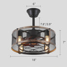 Iron Cage Country Wood Grain Black Ceiling Fan Light 18" - Blushlighting