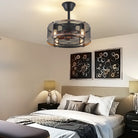 Iron Cage Country Wood Grain Black Ceiling Fan Light 18" - Blushlighting