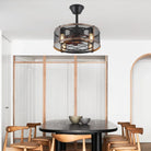 Iron Cage Country Wood Grain Black Ceiling Fan Light 18" - Blushlighting