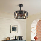 Iron Cage Country Wood Grain Black Ceiling Fan Light 18" - Blushlighting