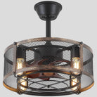 Iron Cage Country Wood Grain Black Ceiling Fan Light 18" - Blushlighting