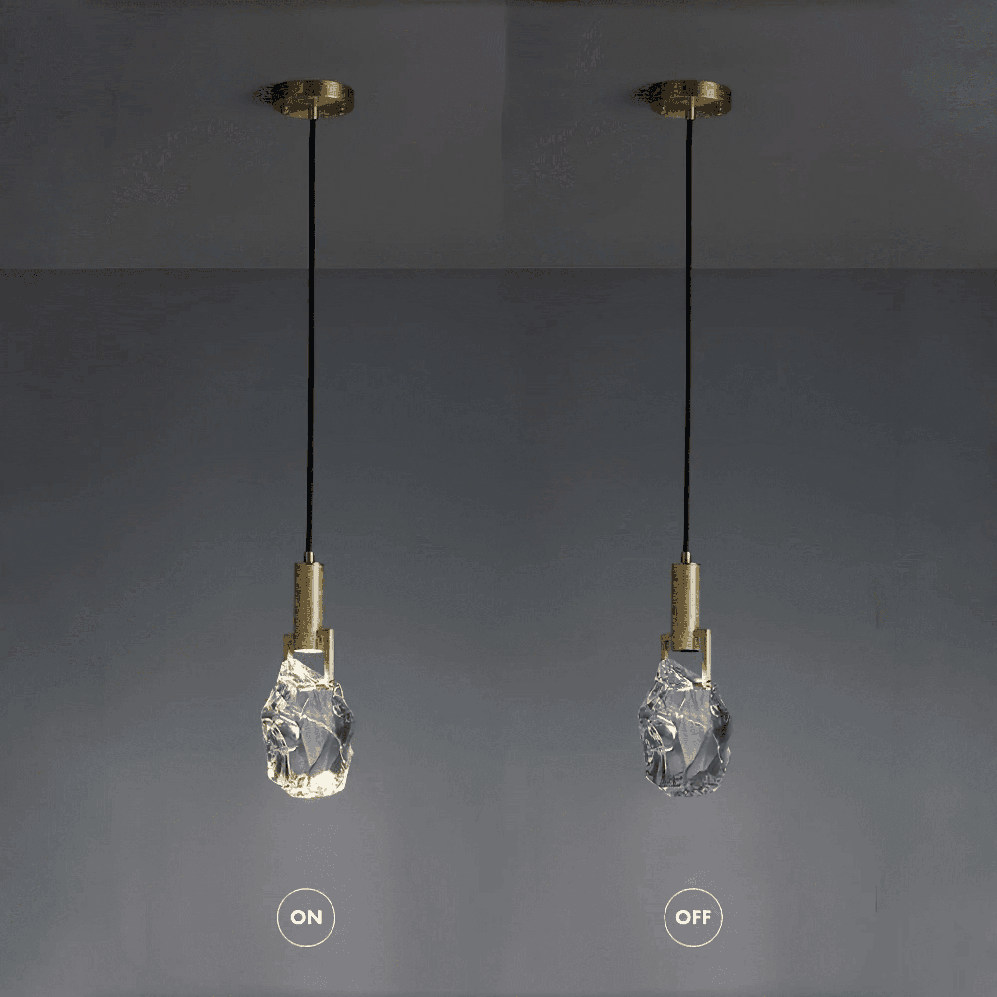 Irregular crystal pendant 6 styles - Round - 1 lightBlushlighting