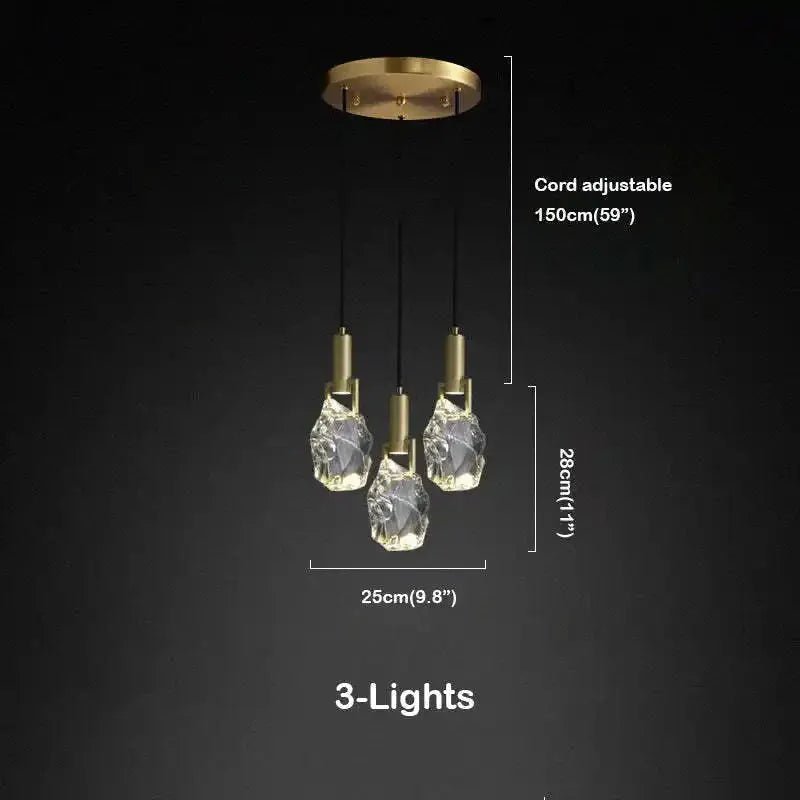 Irregular crystal pendant 6 styles - Round - 3 lightsBlushlighting