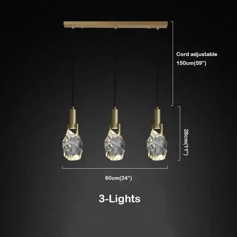 Irregular crystal pendant 6 styles - Linear - 3 lightsBlushlighting