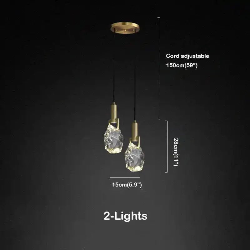 Irregular crystal pendant 6 styles - Round - 2 lightsBlushlighting