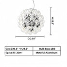 Italian Designer Creative Glass Ball Chandelier Scandinavian Dandelion Hallway/Entryway/Staircase Light Fixture - D41.3"*H41.3"Warm LightBlushlighting
