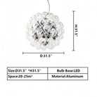 Italian Designer Creative Glass Ball Chandelier Scandinavian Dandelion Hallway/Entryway/Staircase Light Fixture - D41.3"*H41.3"Warm LightBlushlighting