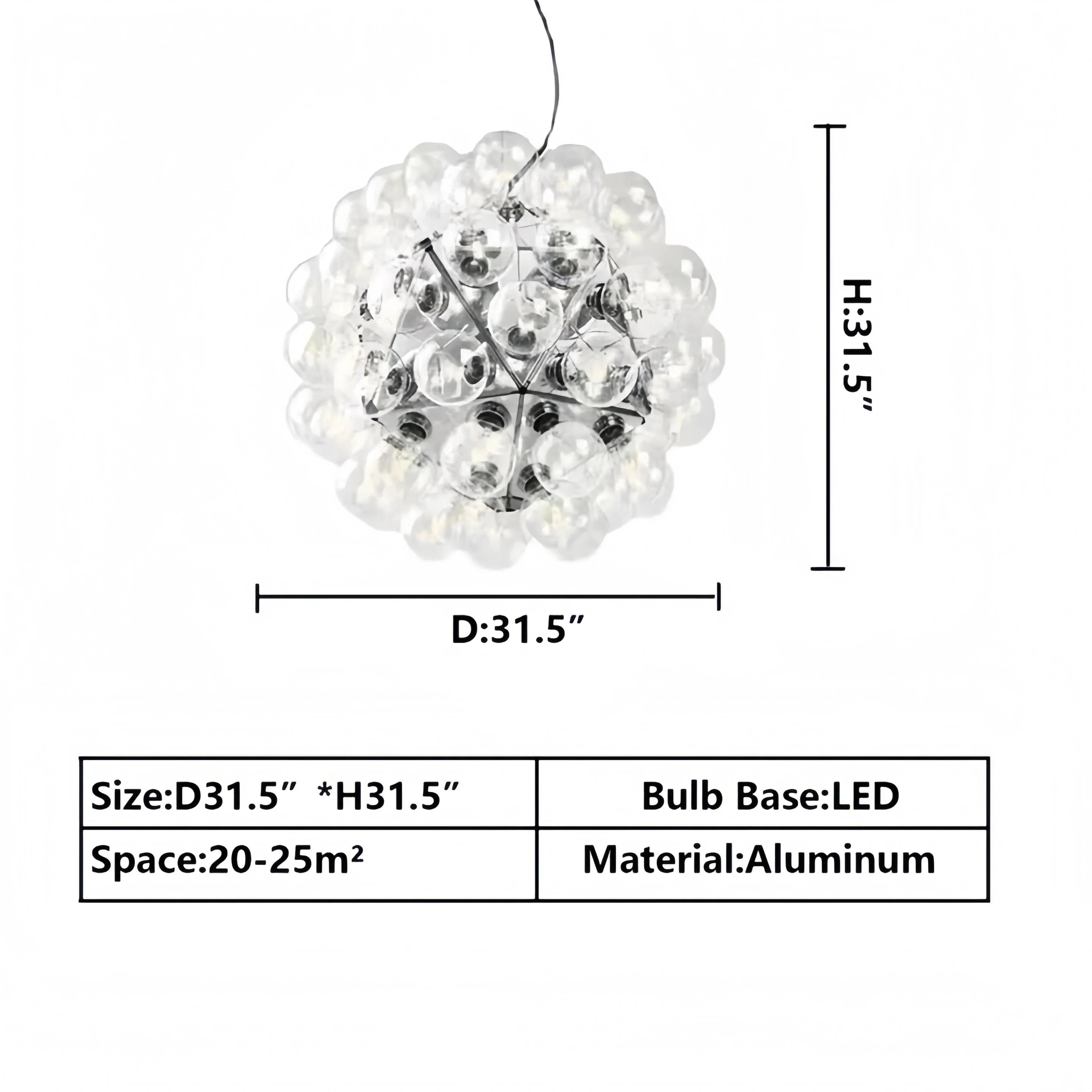 Italian Designer Creative Glass Ball Chandelier Scandinavian Dandelion Hallway/Entryway/Staircase Light Fixture - D41.3"*H41.3"Warm LightBlushlighting