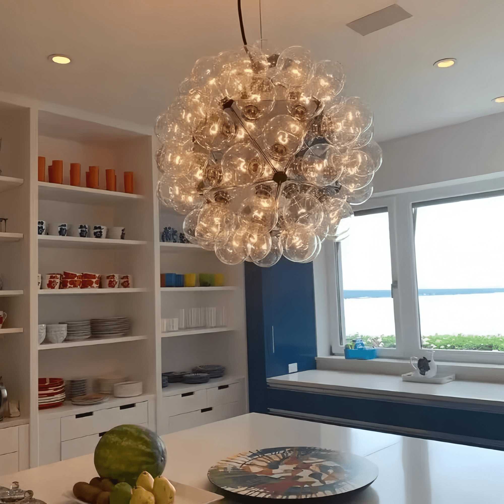 Italian Designer Creative Glass Ball Chandelier Scandinavian Dandelion Hallway/Entryway/Staircase Light Fixture - Blushlighting