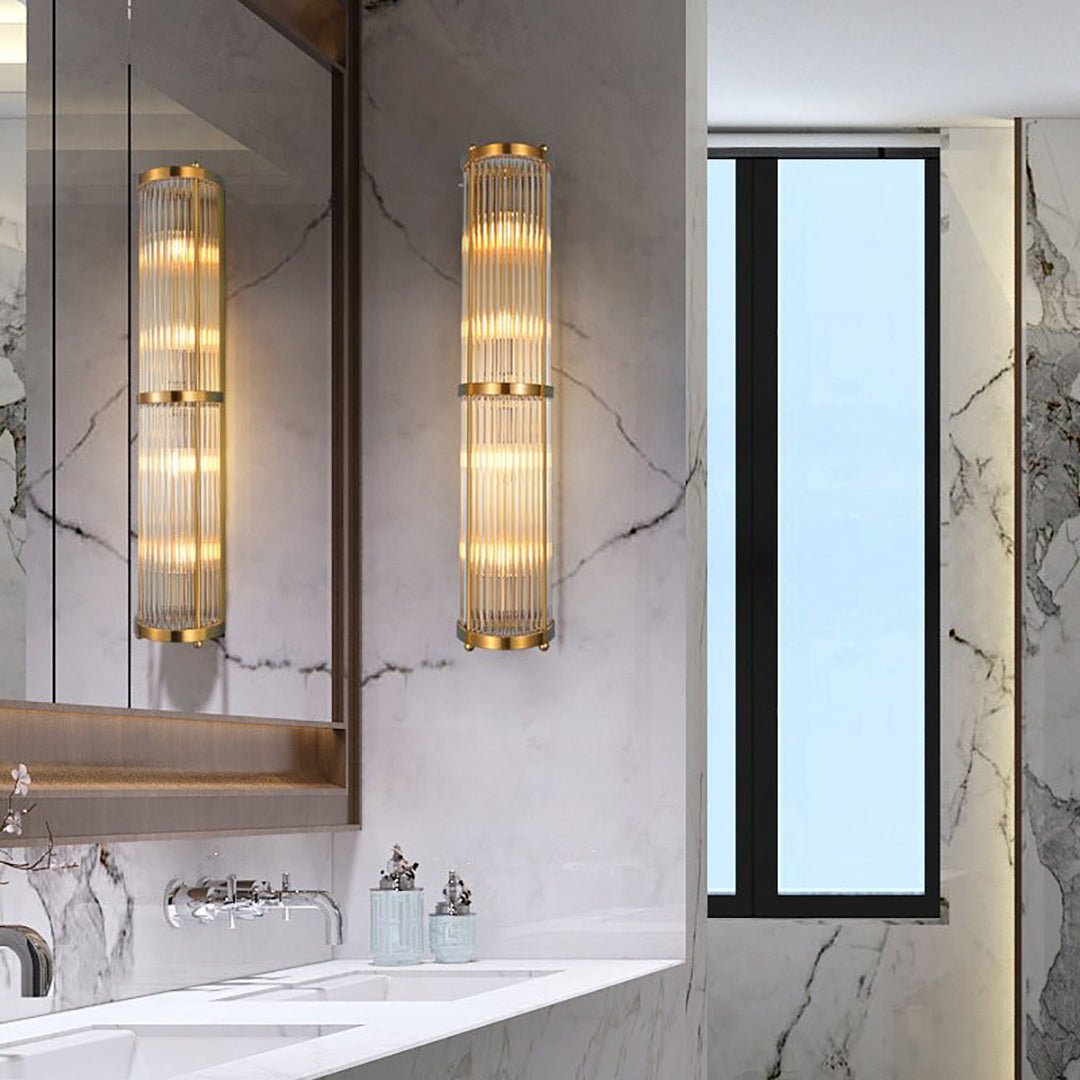 Jadssox Crystal Column Wall Light - Dia 6.3″(16cm) x H 17.7″(45cm)Clear+BronzeBlushlighting