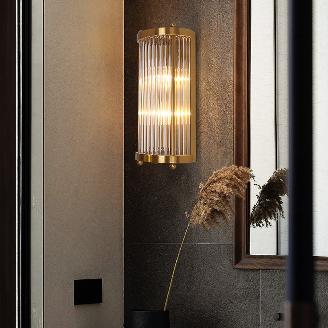 Jadssox Crystal Column Wall Light - Dia 6.3″(16cm) x H 17.7″(45cm)Clear+BronzeBlushlighting