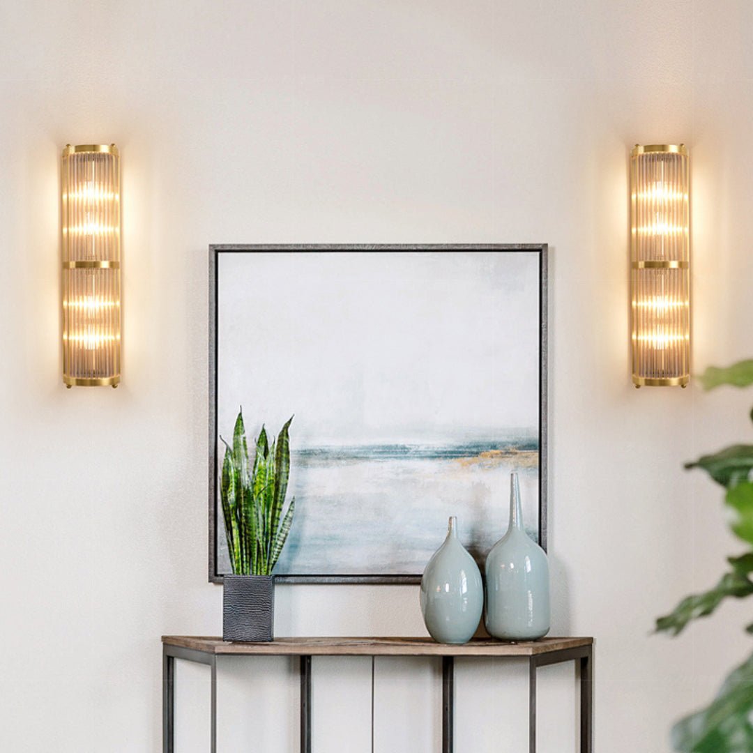 Jadssox Crystal Column Wall Light - Dia 6.3″(16cm) x H 17.7″(45cm)Clear+BronzeBlushlighting