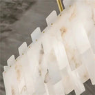 Jean Modern Marble Alabaster Linear Chandelier Over Dining Table - Blushlighting