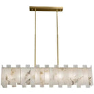 Jean Modern Marble Alabaster Linear Chandelier Over Dining Table - Blushlighting