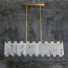 Jean Modern Marble Alabaster Linear Chandelier Over Dining Table - Blushlighting