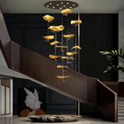 Jenissa Vintage Crystal Staircase Chandelier High Ceiling Luxury Lighting-15-Light-Gold-Warm Light