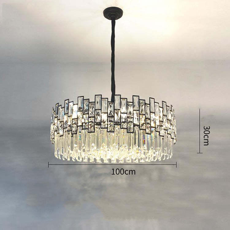 Kate Double Tier Crystal Chandelier-Blushlighting-Black-39.3"-Blushlighting