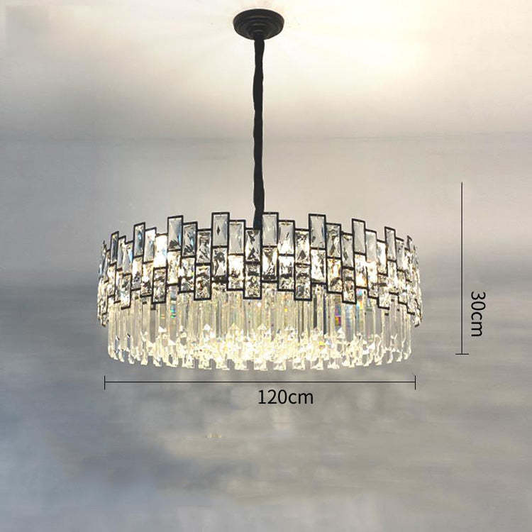 Kate Double Tier Crystal Chandelier-Blushlighting-Black-47.2"-Blushlighting