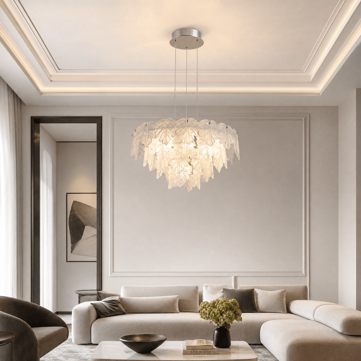 Keira Modern Chrome Chandelier 24" D - Blushlighting