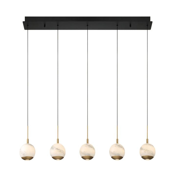 Kimma Lights Linear LED Chandelier-Chandelier-Matte Black-5 Light-Blushlighting