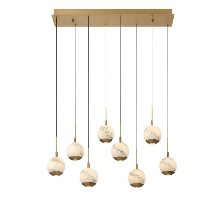 Kimma Lights Linear LED Chandelier-Chandelier-Lacquered Burnished Brass-8 Light-Blushlighting