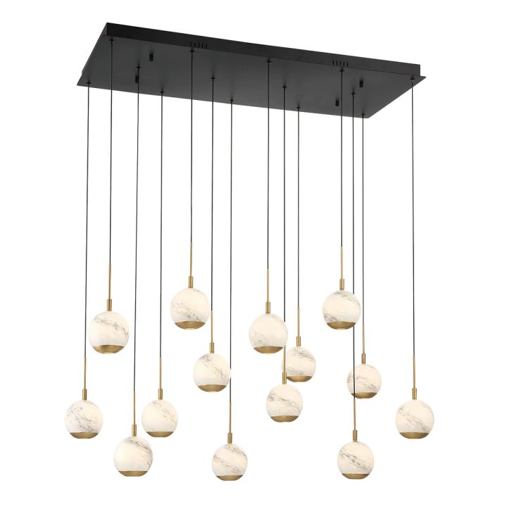 Kimma Lights Linear LED Chandelier-Chandelier-Matte Black-14 Light-Blushlighting