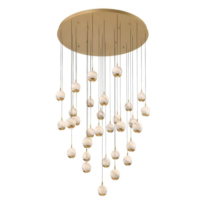 Kimma Lights Round LED Chandelier-Chandelier-Lacquered Burnished Brass-31 Light-Blushlighting