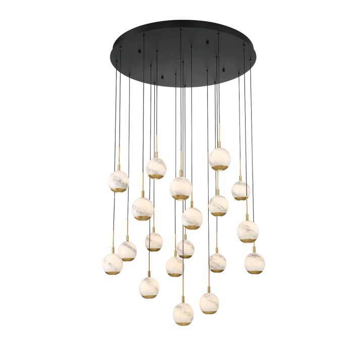 Kimma Lights Round LED Chandelier-Chandelier-Matte Black-19 Light-Blushlighting