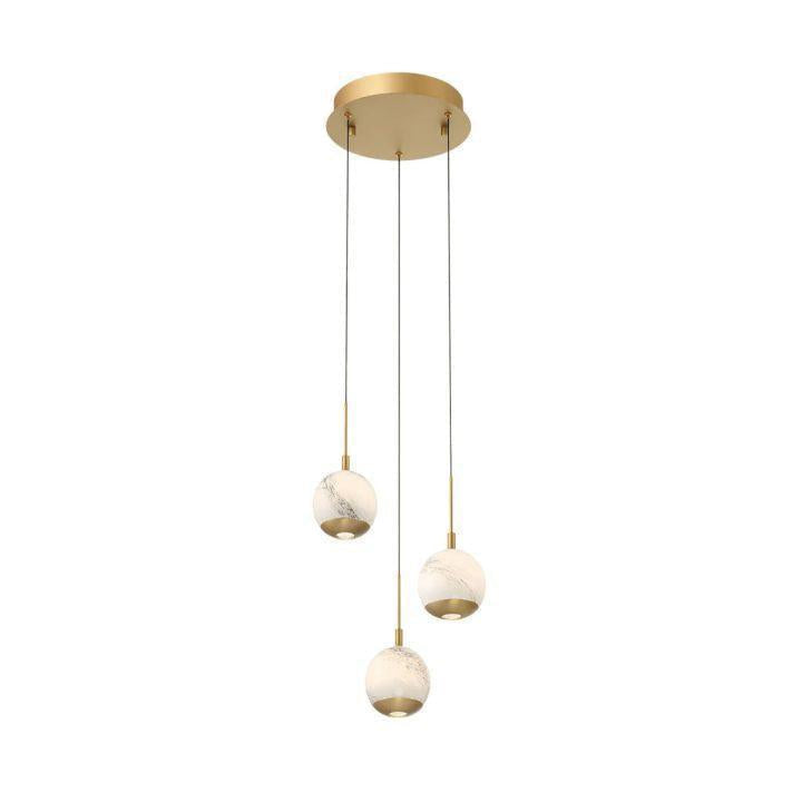 Kimma Round LED Pendant-Pendant for living room,Pendant for kitchen,Pendant for bathrooms,Pendant for bedrooms,Pendant for foyer,Pendant for stairways,Pendant for dining room-Lacquered Burnished Brass-3 Light-Blushlighting