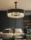 Blushlighting® Black hanging crystal chandelier for living room, dining room, bedroom 37.4'' / Warm Light / Dimmable