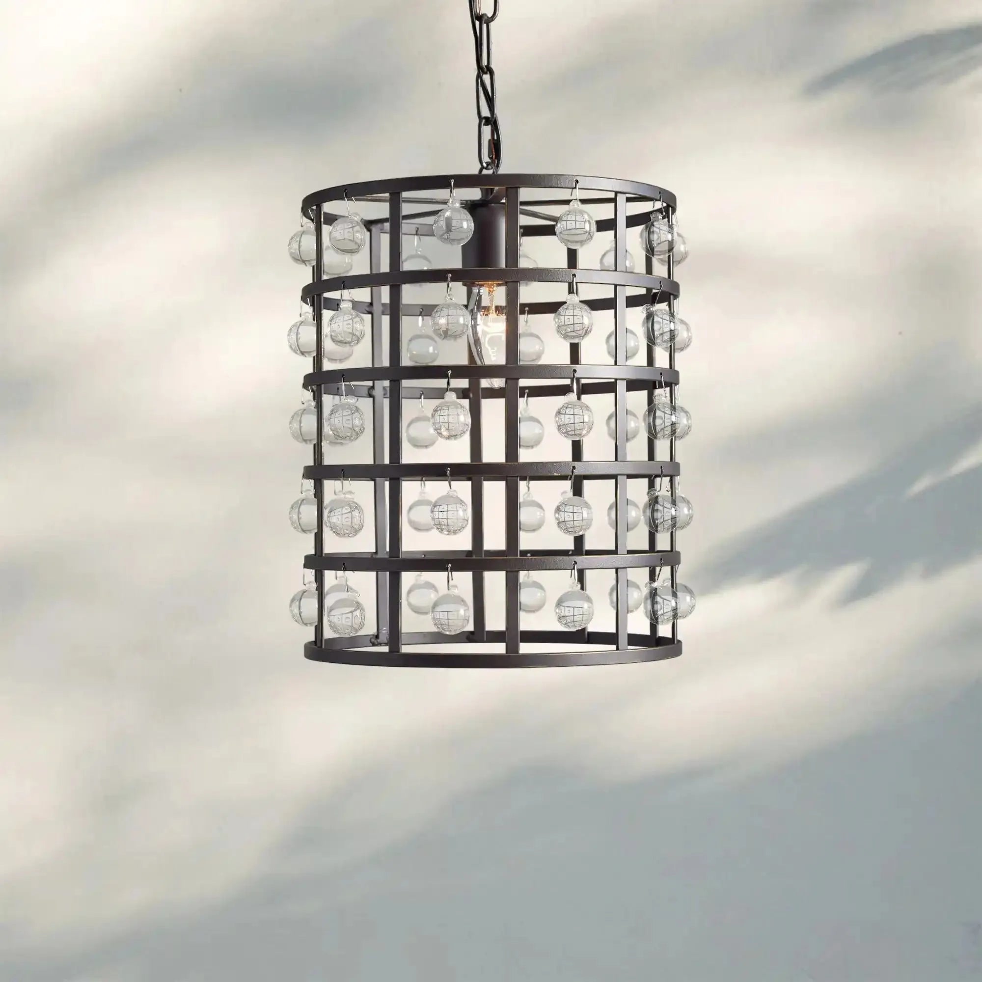 La Cage Pendant - 8"Silver ClayBlushlighting