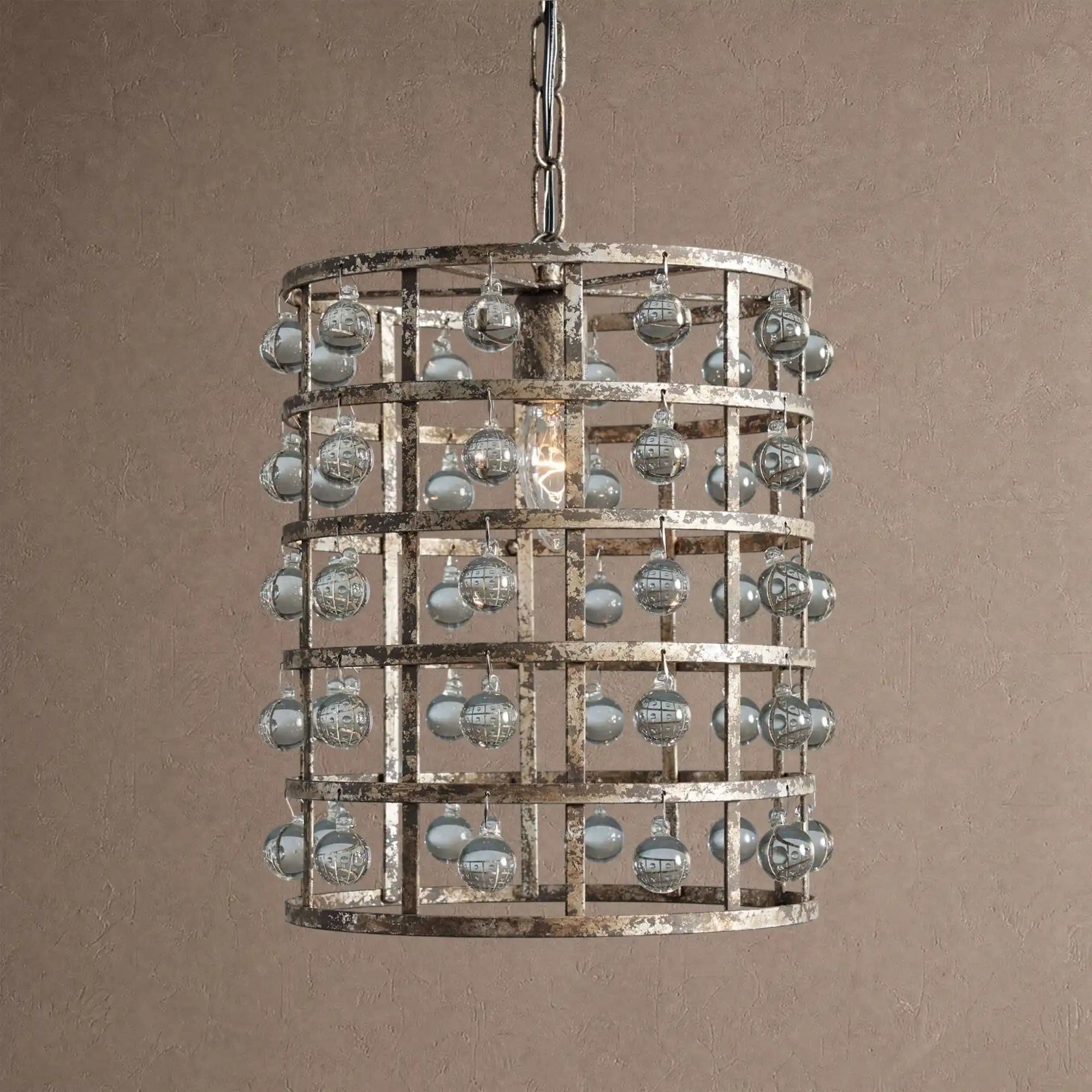 La Cage Pendant - 8"Silver ClayBlushlighting
