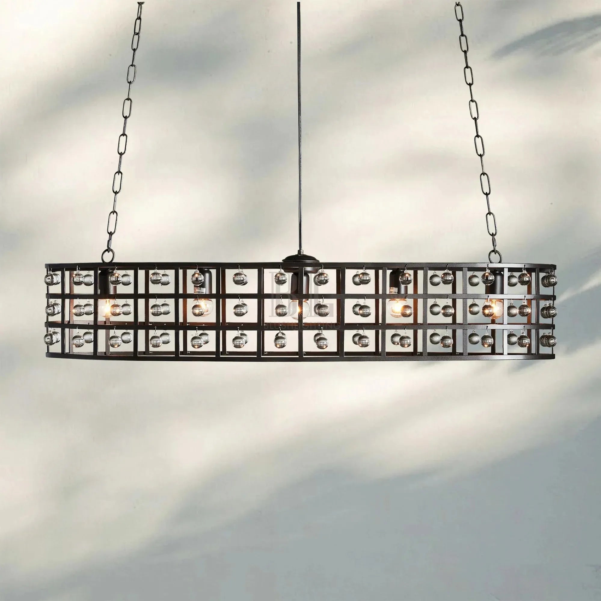 La Caged 5-Light Oval Chandelier-Bronze-