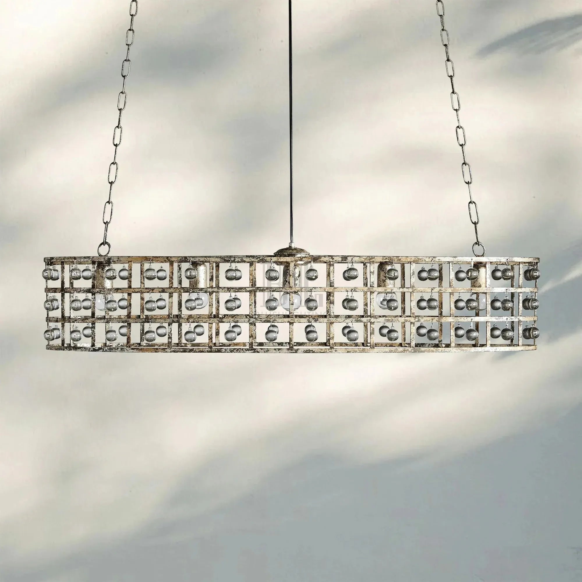 La Caged 5-Light Oval Chandelier-Silver Clay-