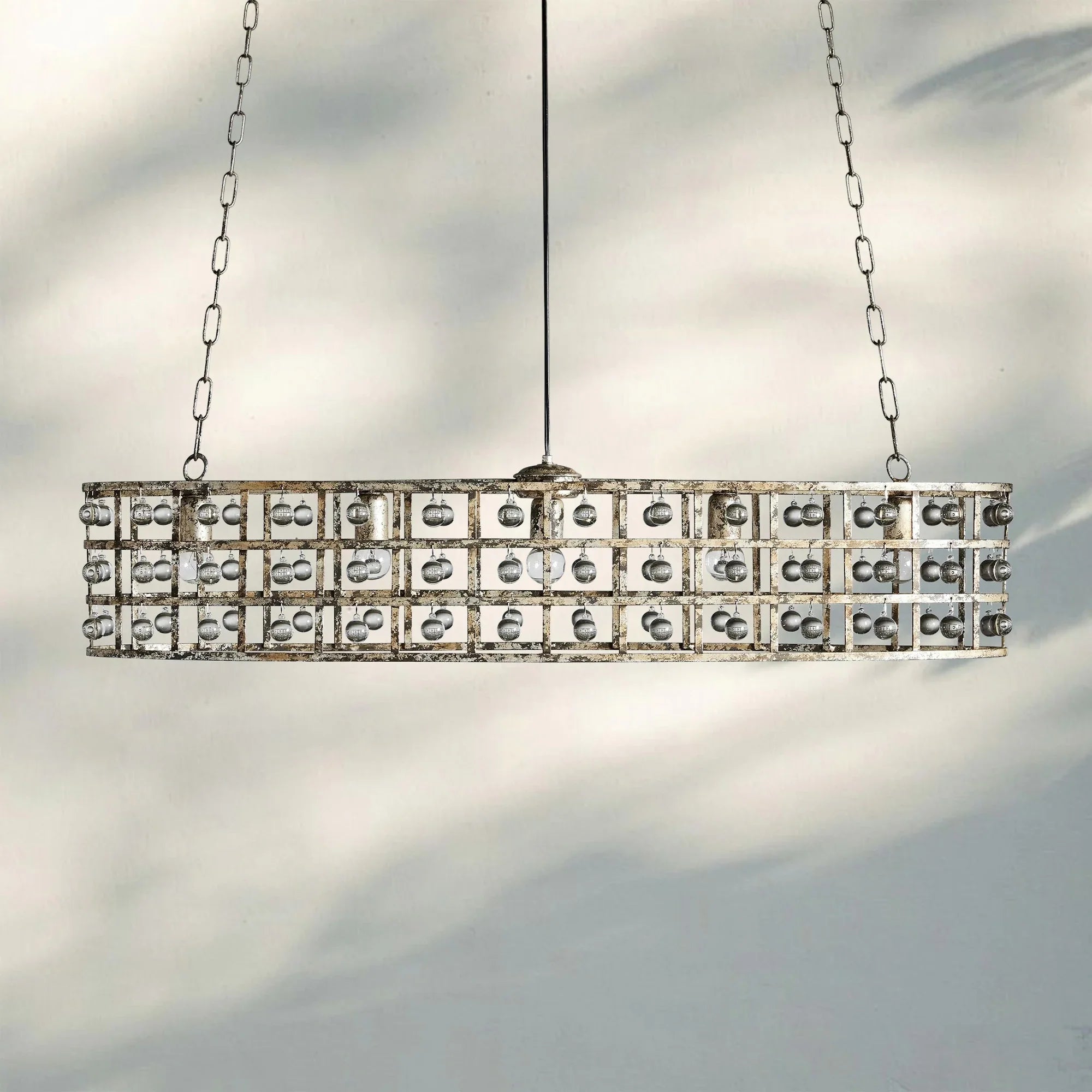 La Caged 5-Light Oval Chandelier-Silver Clay-