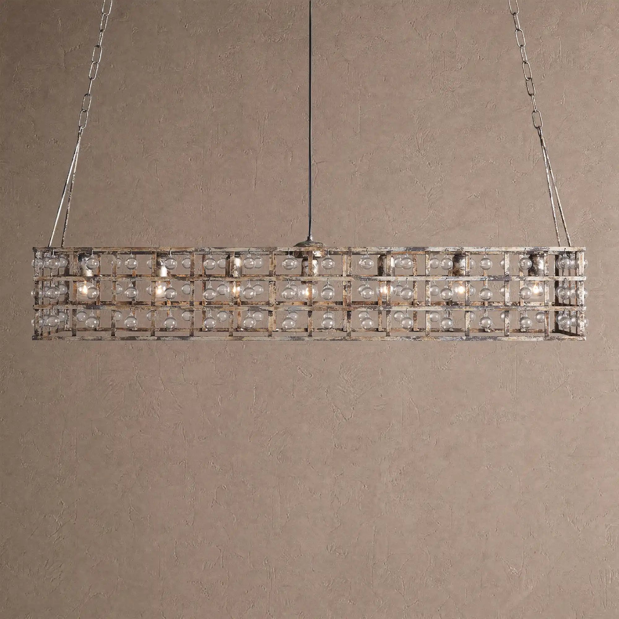 La Caged Rectangular Chandelier 7-Light - Silver ClayBlushlighting