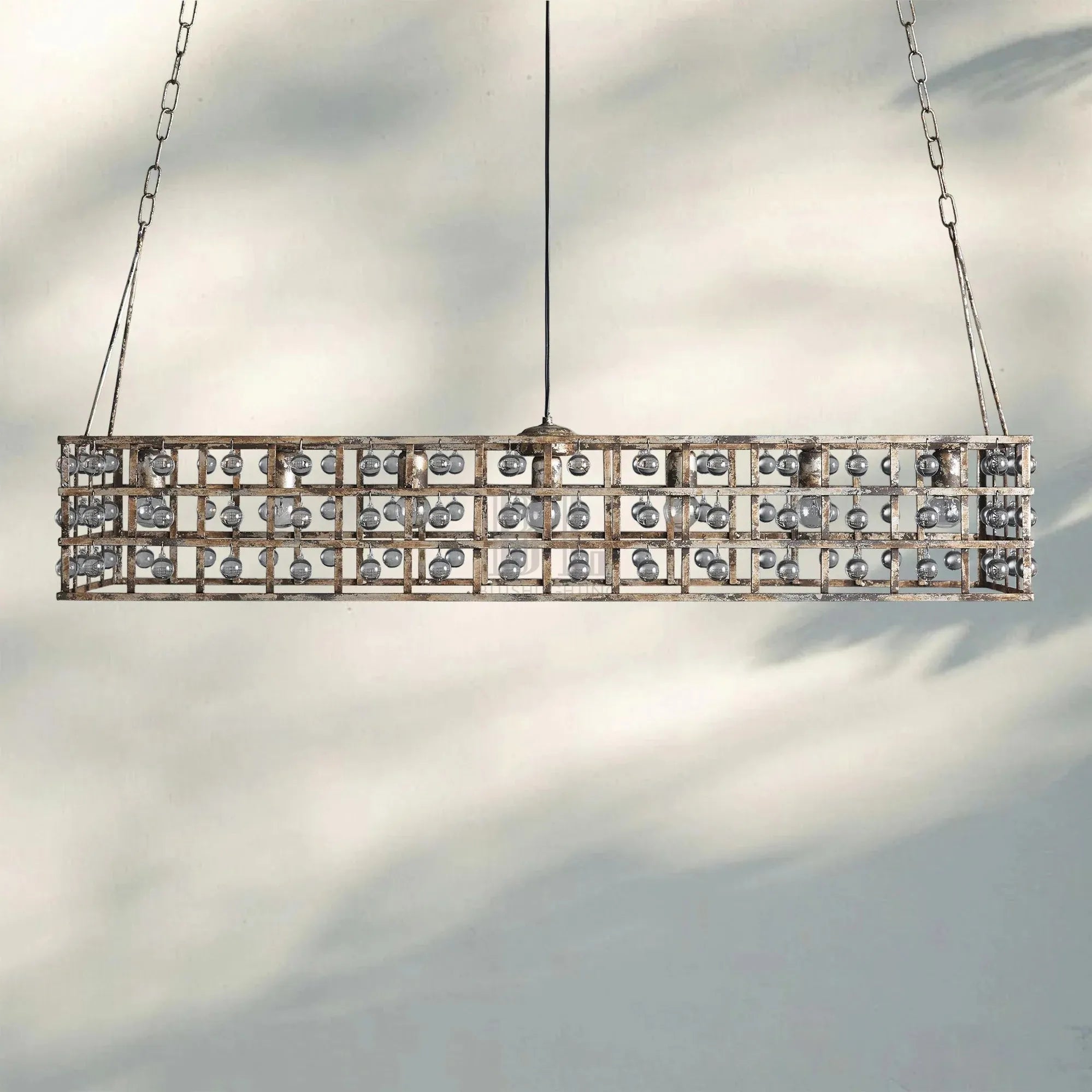 La Caged Rectangular Chandelier 7-Light-