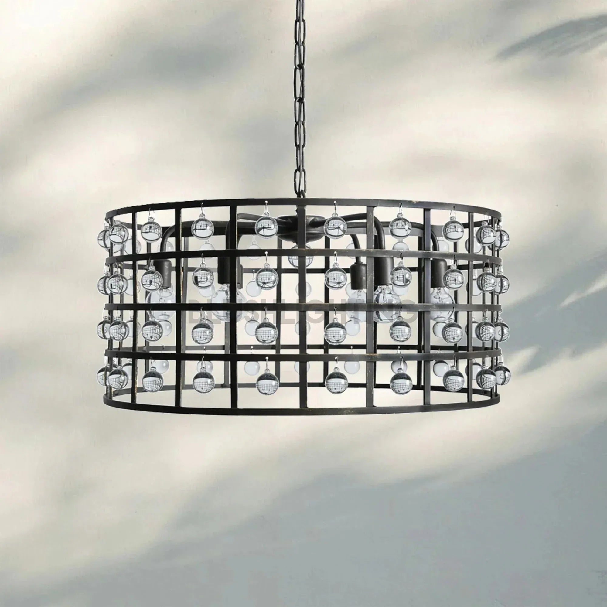 La Caged Round Chandelier 6/8/12 Light - 6 - LightBronzeBlushlighting