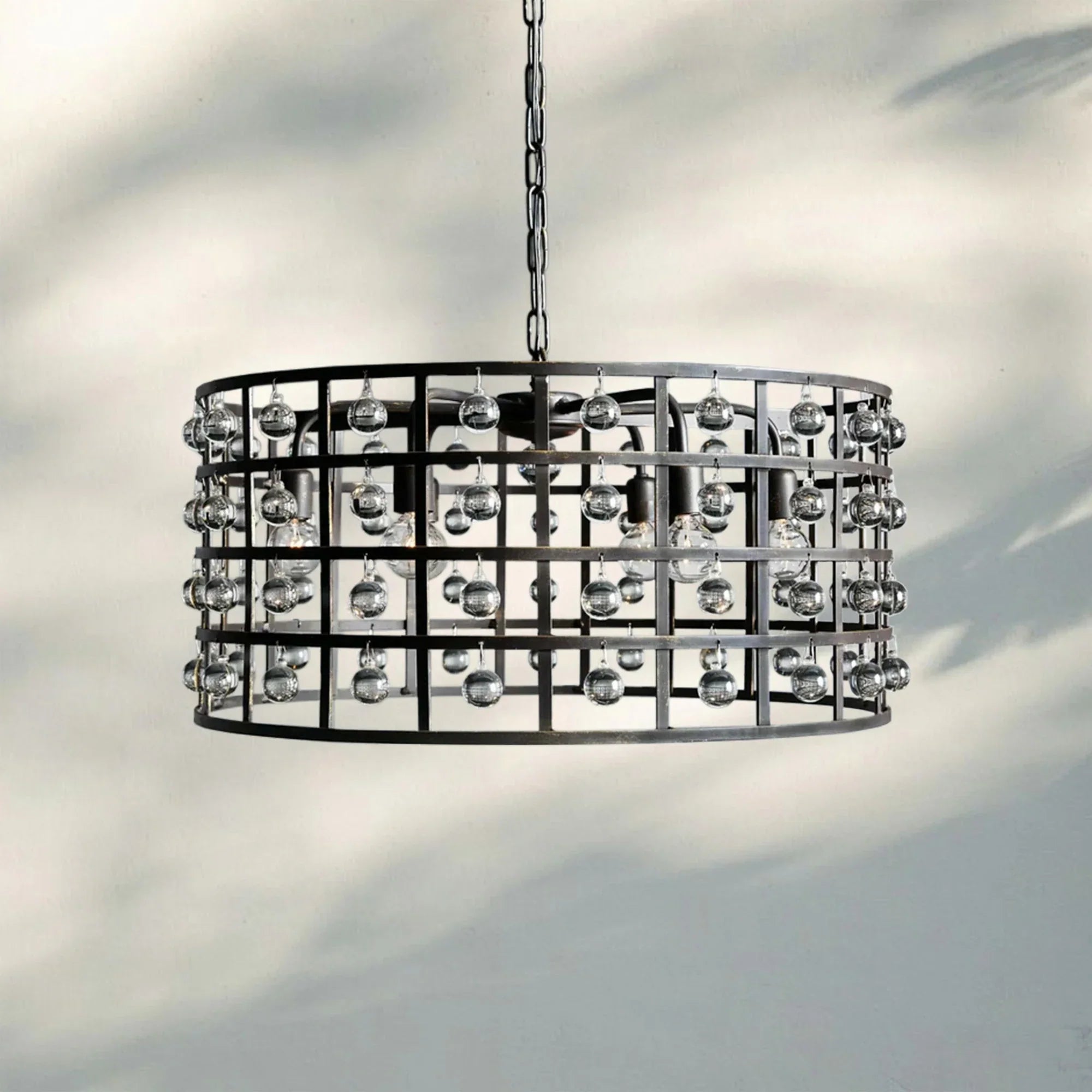La Caged Round Chandelier 6/8/12 Light - 12 - LightBronzeBlushlighting