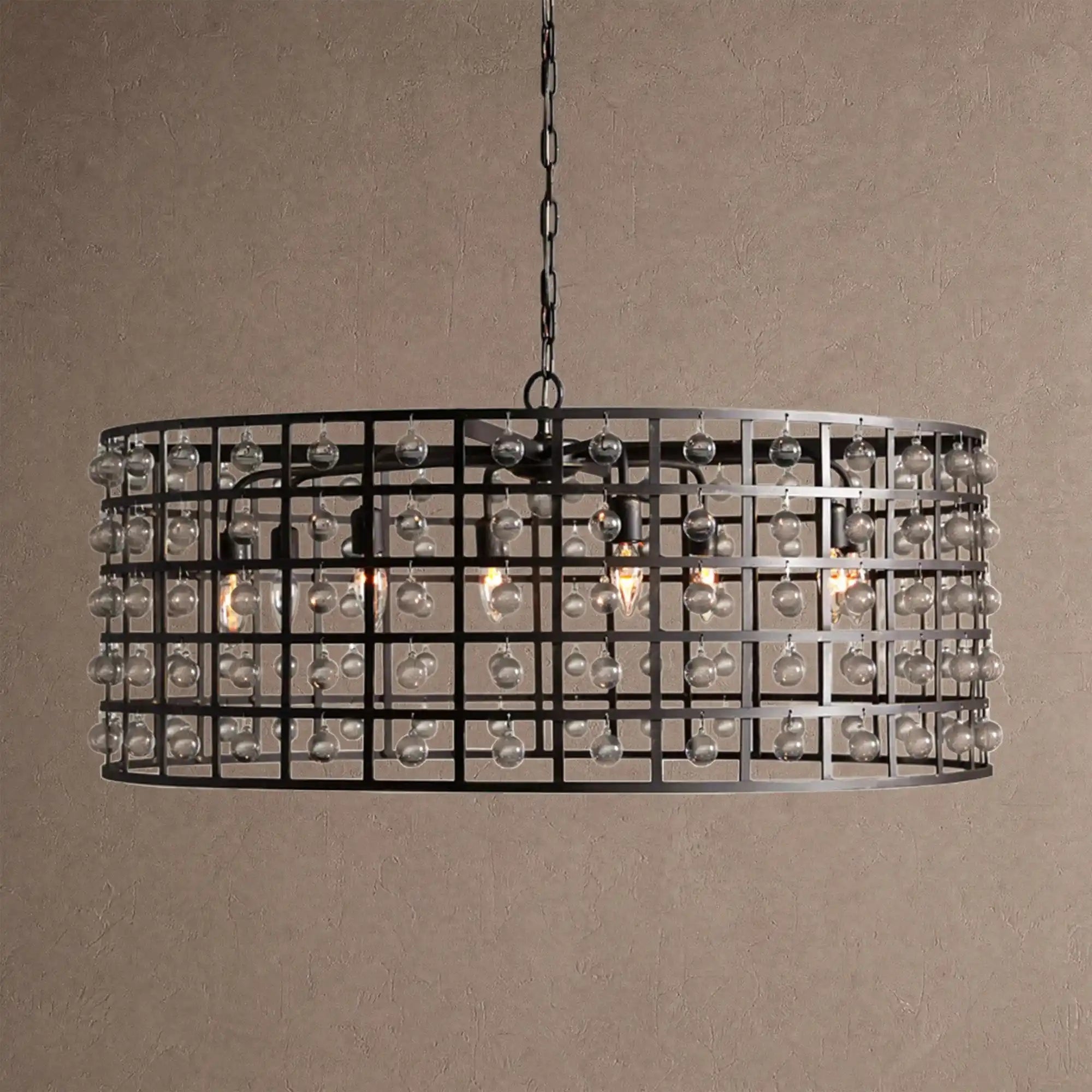 La Caged Round Chandelier 6/8/12 Light - 8-LightBlackBlushlighting