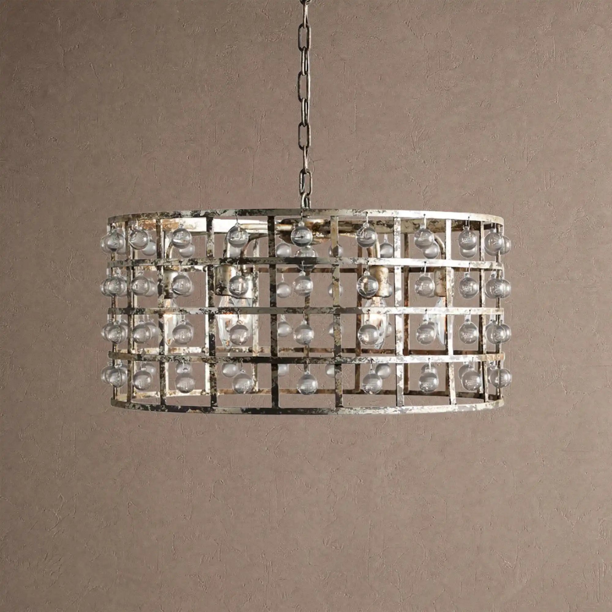 La Caged Round Chandelier 6/8/12 Light - 6-LightSilver ClayBlushlighting