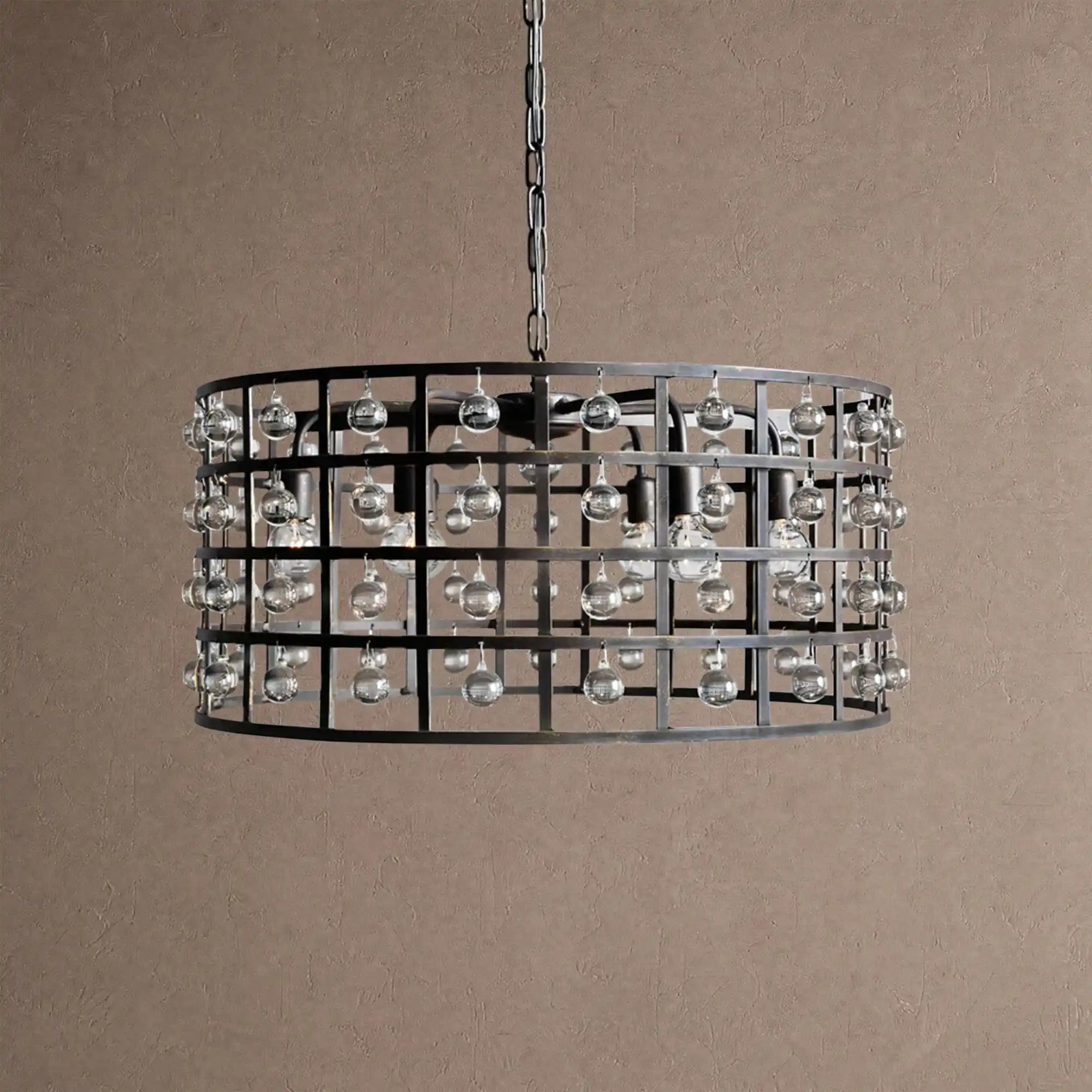 La Caged Round Chandelier 6/8/12 Light - 6-LightBlackBlushlighting