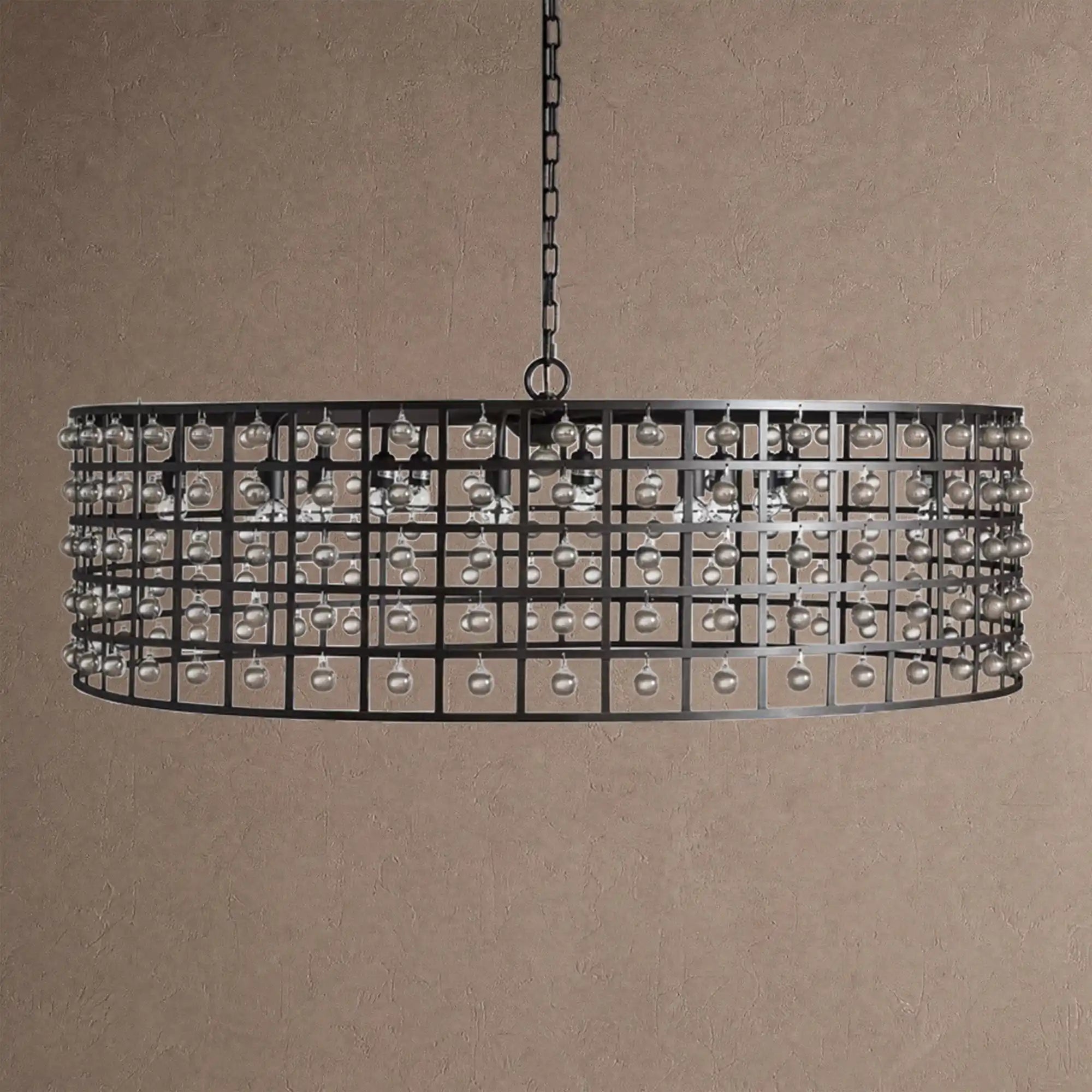 La Caged Round Chandelier 6/8/12 Light - 12-LightBlackBlushlighting