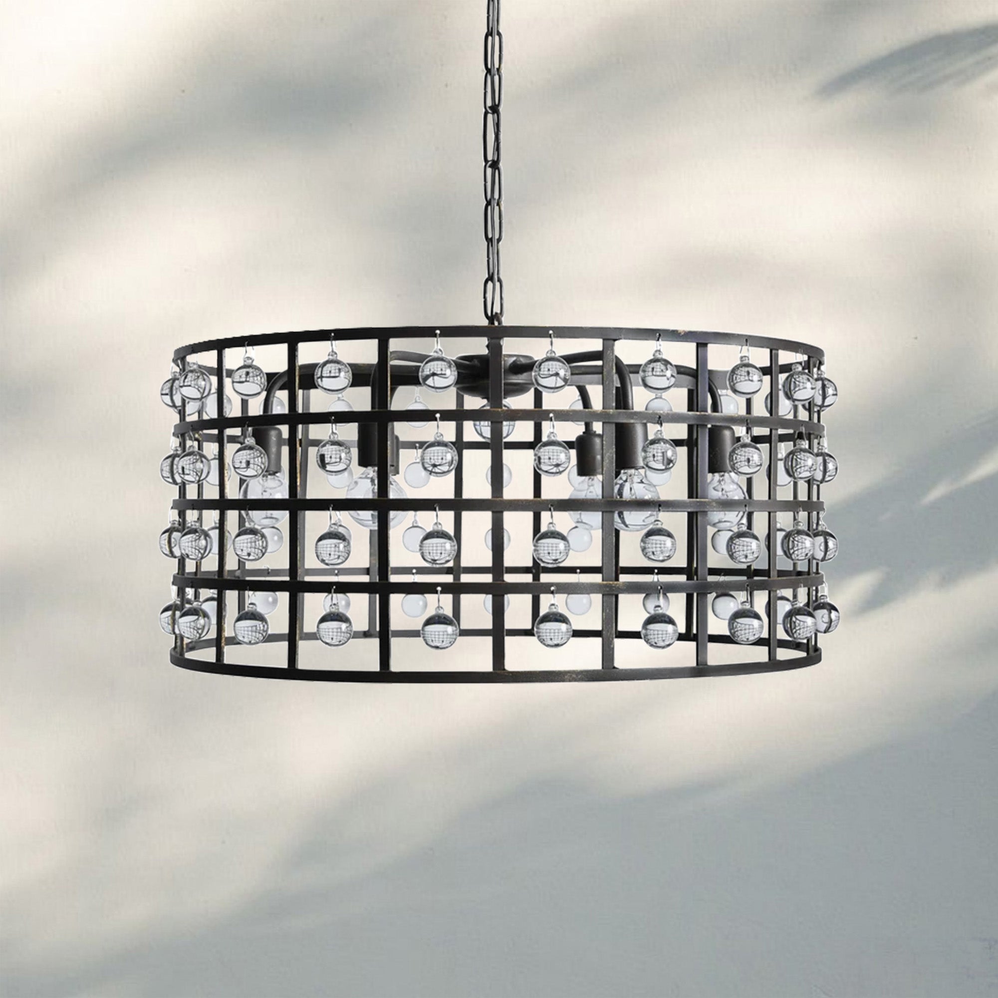 La Caged Round Chandelier 6/8/12 Light - 12 - LightBronzeBlushlighting
