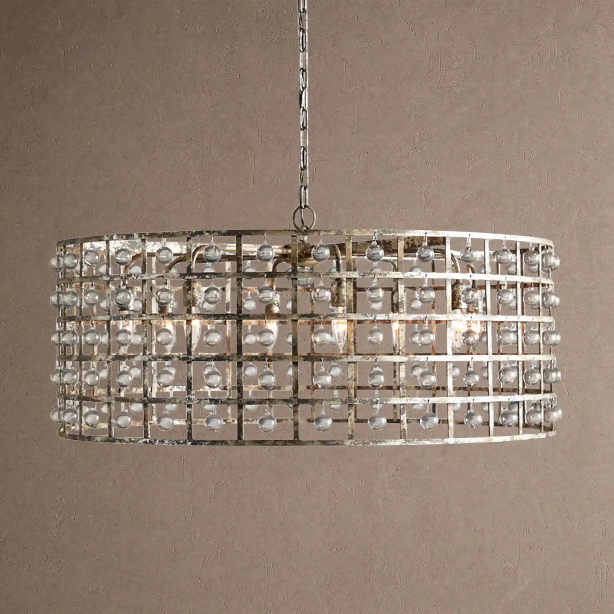 La Caged Round Chandelier 6/8/12 Light - 8-LightSilver ClayBlushlighting