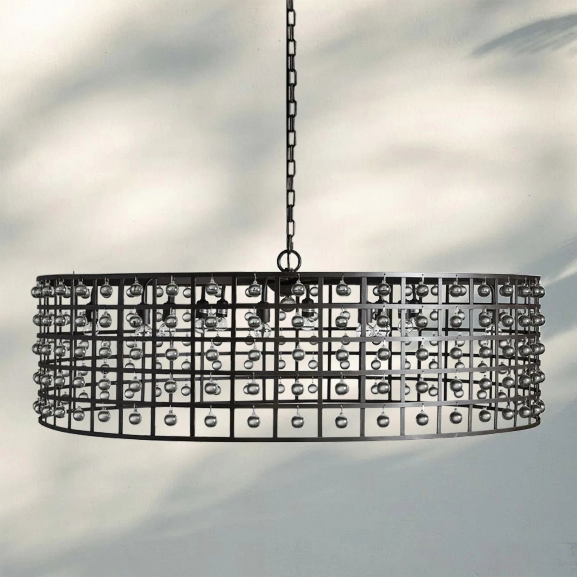 La Caged Round Chandelier 6/8/12 Light-12-Light-Bronze-